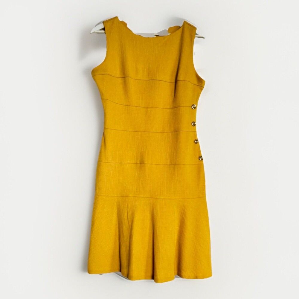 NWT Enfocus Studio Sleeveless Stretch Sz 8 Dress Mustard Yellow Office Siren
